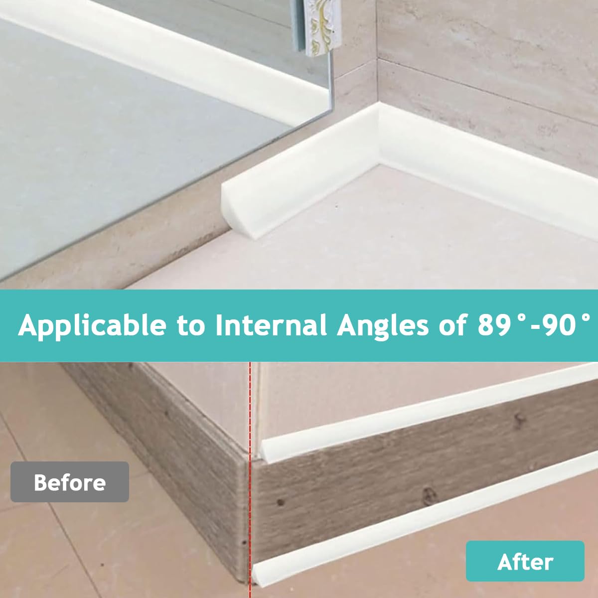 HASTHIP Flexible Trim Caulk Strip, 16.4Ft Moulding Wall Corner Trim Self Adhesive, Peel and Stick Trim for Molding, Laminate Flooring, Wall Ceiling, Cabinet Countertop HASTHIP Flexible Trim Caulk Strip, 16.4Ft Moulding Wall Corner Trim Self Adhesive, Peel and Stick Trim for Molding, Laminate Flooring, Wall Ceiling, Cabinet Countertop